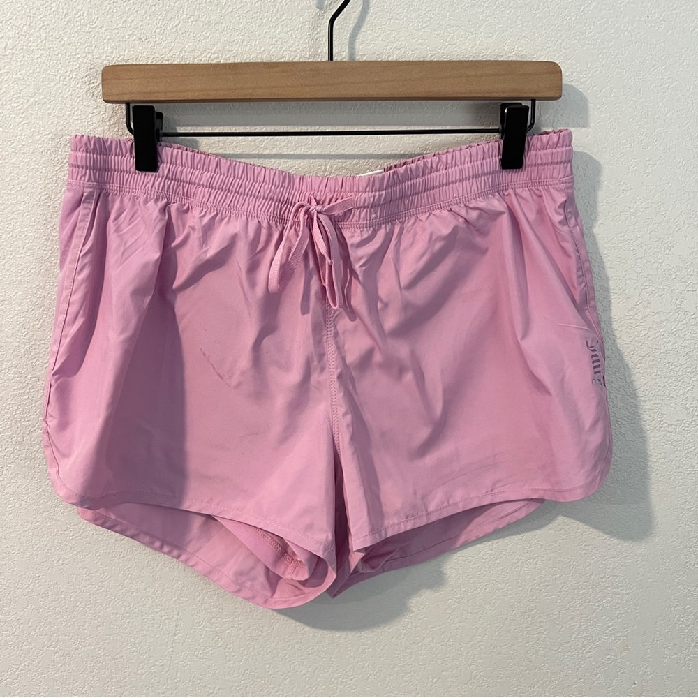 Juicy Couture Pink Lightweight Womens Drawstring Shorts Built In Briefs Size L